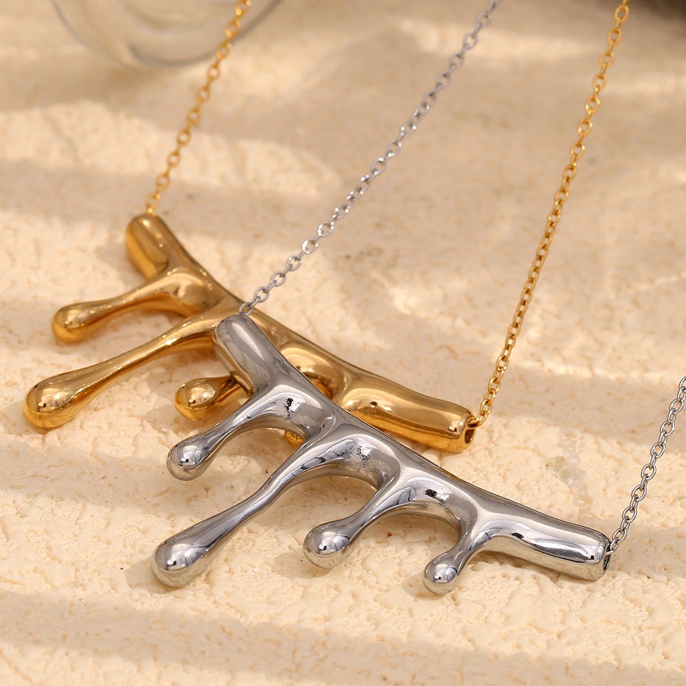 Molten Drip Pendant Necklace – Modern Gold & Silver Melting Metal Jewelry for Women