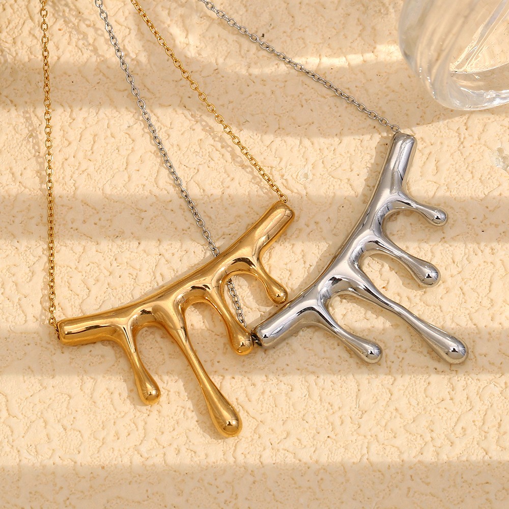 Molten Drip Pendant Necklace – Modern Gold & Silver Melting Metal Jewelry for Women
