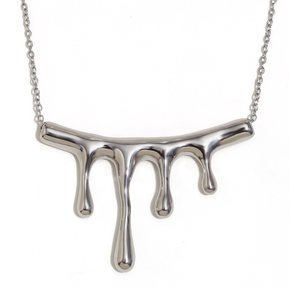Molten Drip Pendant Necklace – Modern Gold & Silver Melting Metal Jewelry for Women