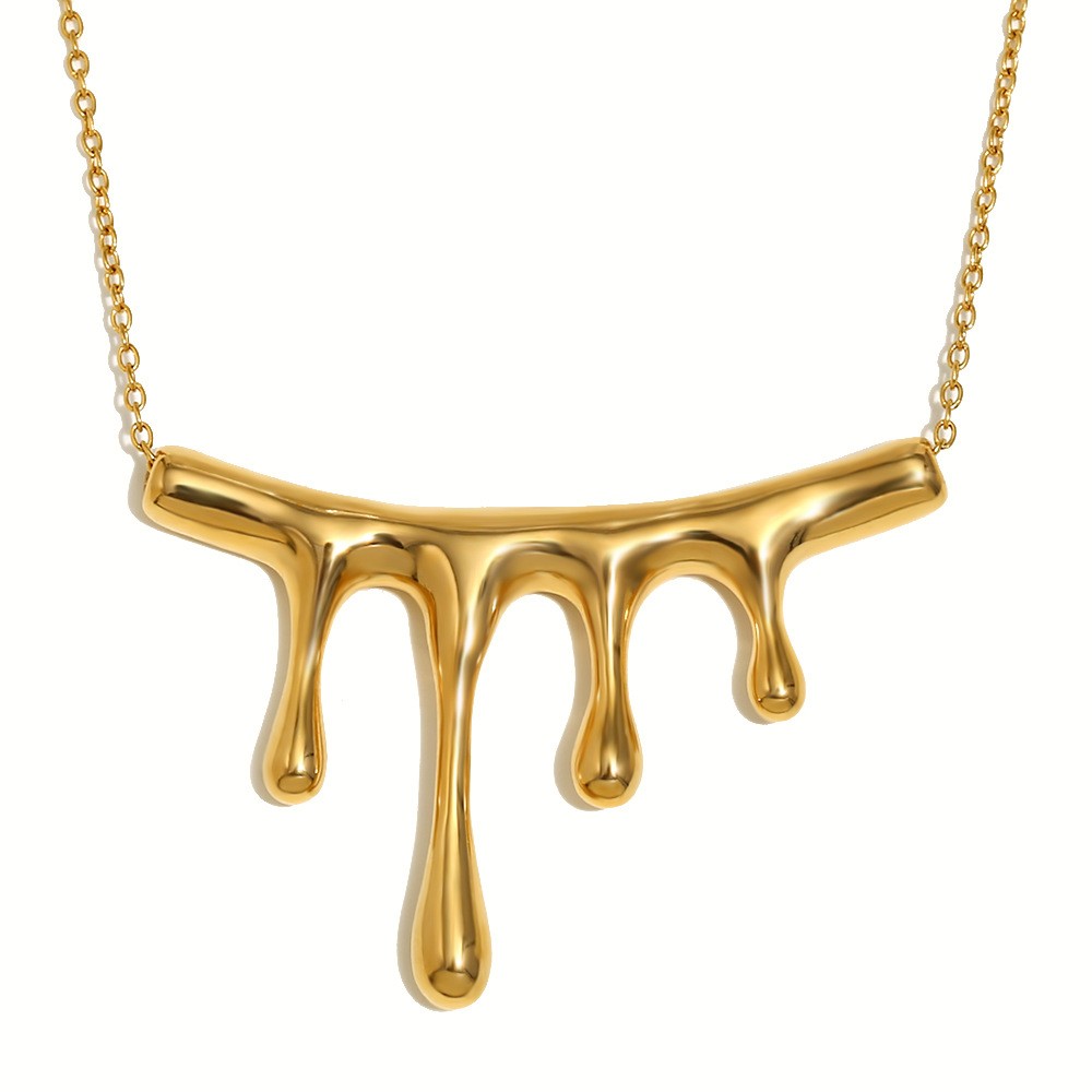 Molten Drip Pendant Necklace – Modern Gold & Silver Melting Metal Jewelry for Women