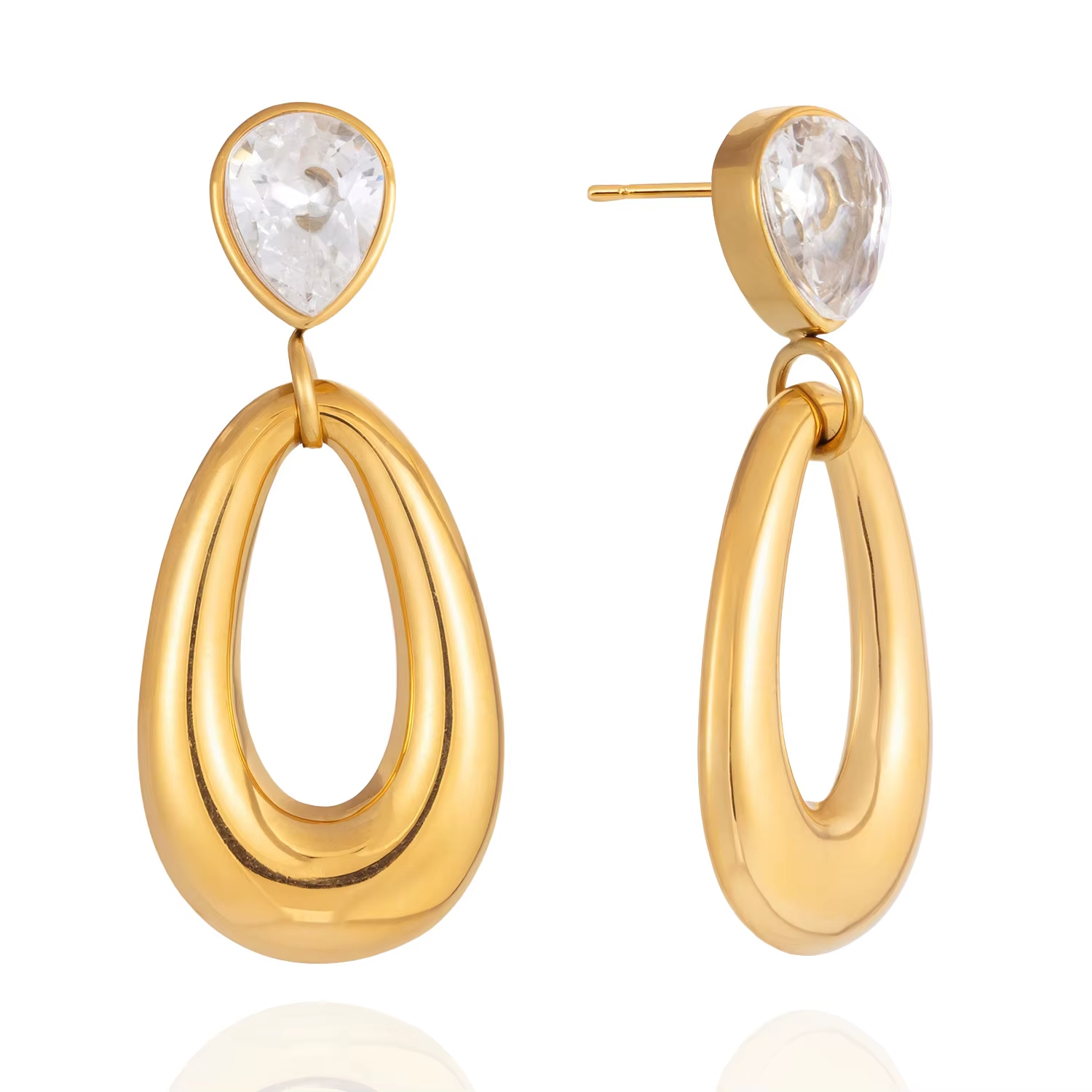 New Fashionable Wear Zircon Earrings Light Luxury High-end Earrings Water Drop Dangle 18k Stainless Steel Jewelry for Women