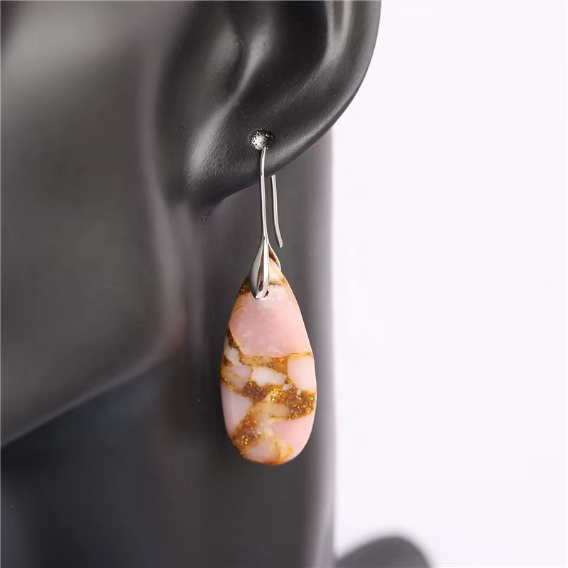 Chic Gorgeous Gemstone Turquoise Imperial Jasper Teardrop Dangle Earrings for Women Fashion Bold Statement Jewelry Wholesale