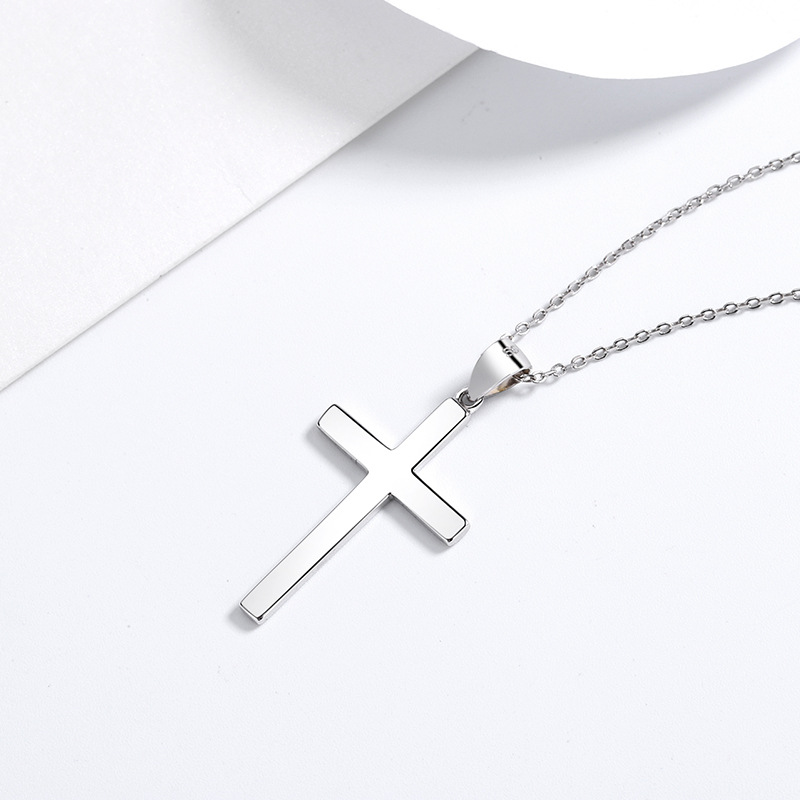 925 Sterling Silver Minimalist Cross Pendant Necklace - Classic Cross Chain Jewelry for Men & Women