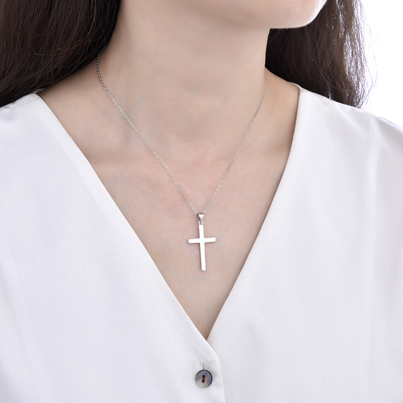 925 Sterling Silver Minimalist Cross Pendant Necklace - Classic Cross Chain Jewelry for Men & Women