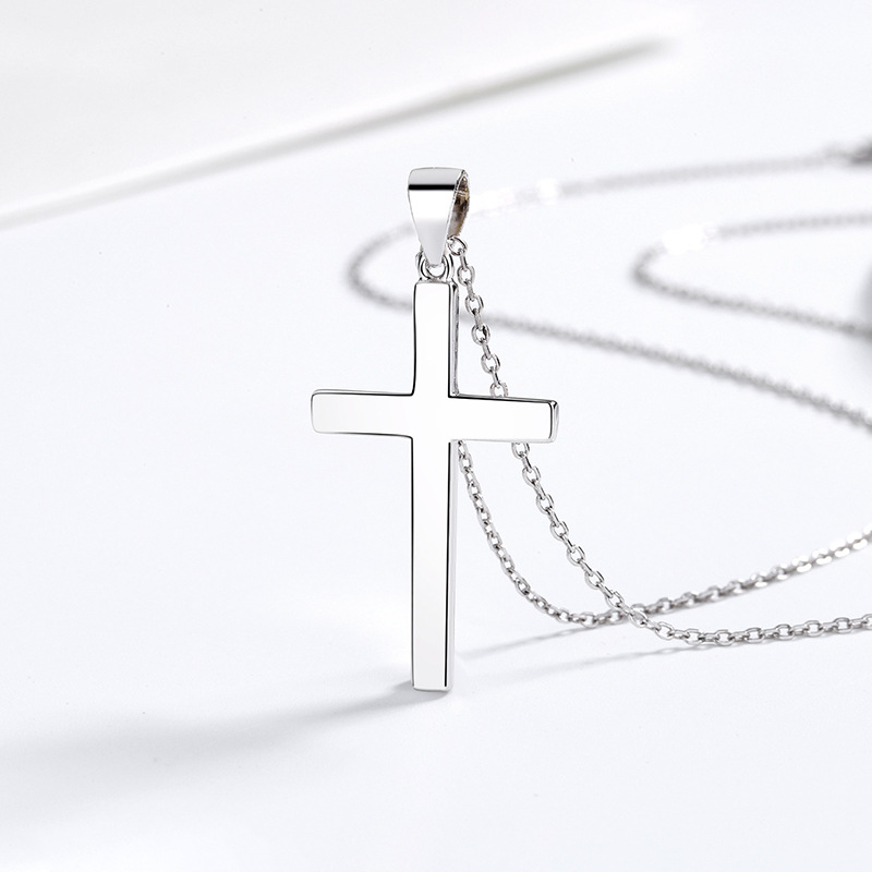 925 Sterling Silver Minimalist Cross Pendant Necklace - Classic Cross Chain Jewelry for Men & Women