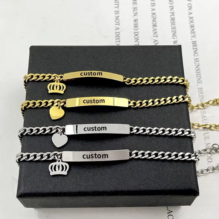 Personalized Baby Bar Bracelet Custom Name Infant Boy Girls Stainless Steel Bracelet Love Bangle Mom to Daughter/Son