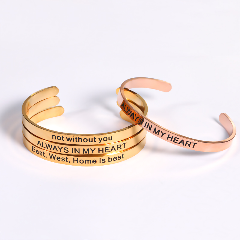 Personalized Bracelet Cuff Women Men Inspirational Jewelry Graduation Gifts Stainless Steel Bangle Custom Engraved Bracelet Cuff