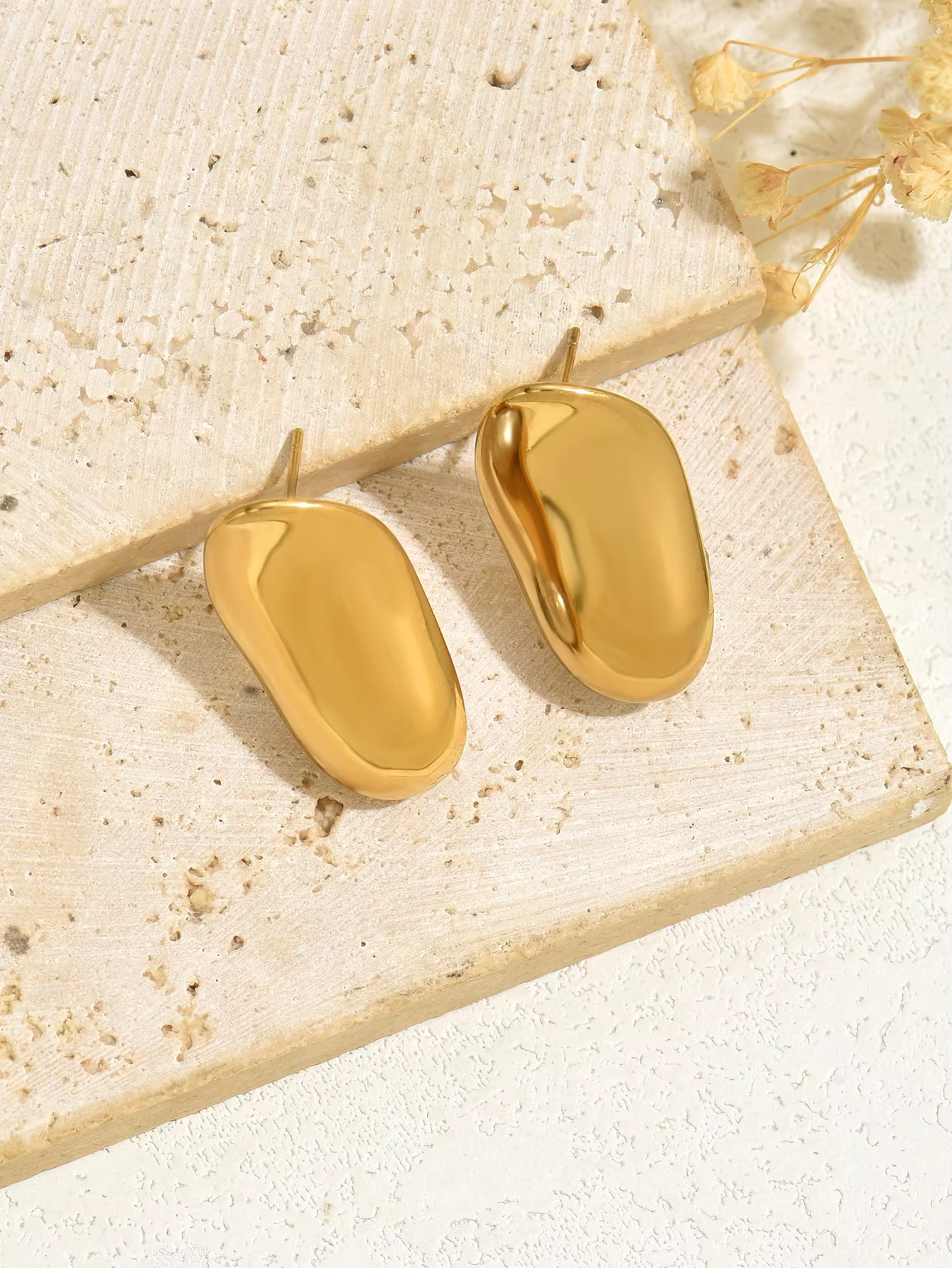 Plant Shaped Hoop Earrings for Women Stainless Steel Trendy Floral Jewelry