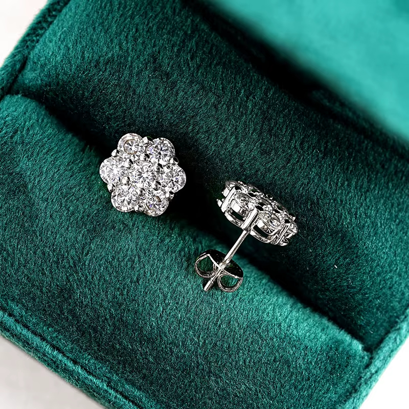 Premium 3.5mm 0.17CT Zircon Luxury Jewelry Flower Stud Earrings Women Flower Designer Earrings with 14K Gold Plated Stud