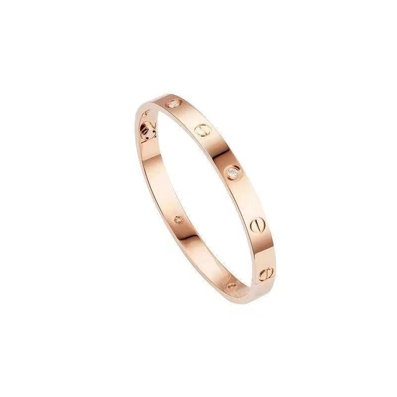 Rose Gold Screw Motif Bangle with Crystals – Luxury Unisex Bracelet