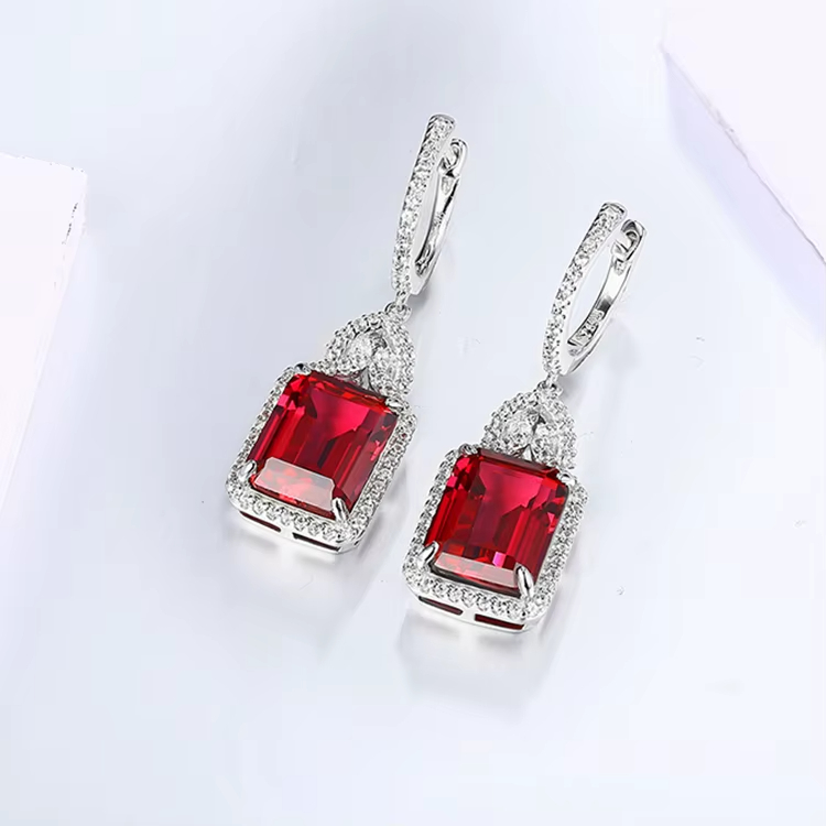 Sapphire Gemstones Pendant Earrings Handmade Earrings Jewelry Emerald Lab Created Diamond Drop Earrings Hot Sale Women