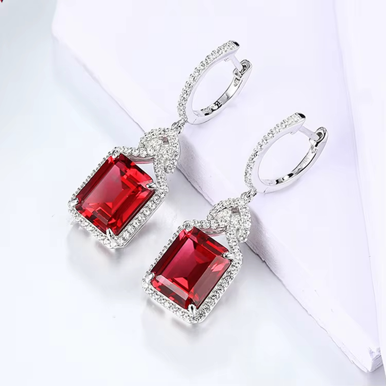 Sapphire Gemstones Pendant Earrings Handmade Earrings Jewelry Emerald Lab Created Diamond Drop Earrings Hot Sale Women