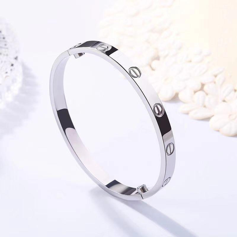 Silver Screw Motif Bangle Bracelet – Unisex Sleek Jewelry