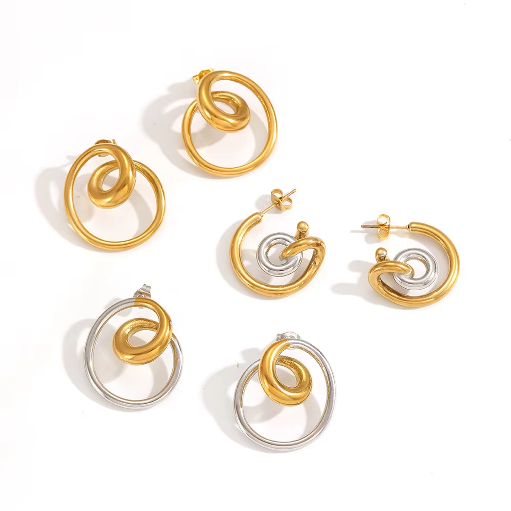 Special Hot Selling Stainless Steel Stud Earrings High End Spiral Stud Earring for Women Waterproof Unique 18k Hiphop Jewelry