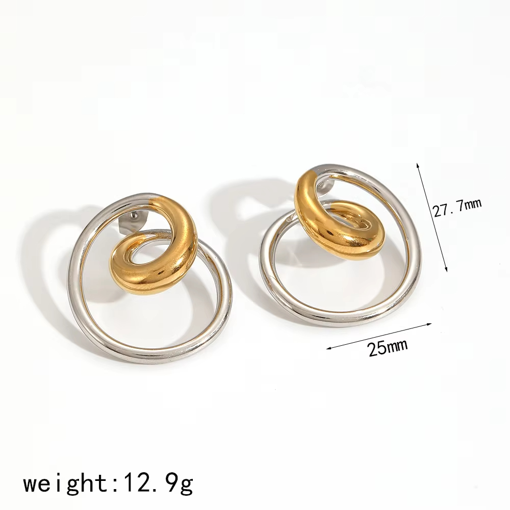 Special Hot Selling Stainless Steel Stud Earrings High End Spiral Stud Earring for Women Waterproof Unique 18k Hiphop Jewelry