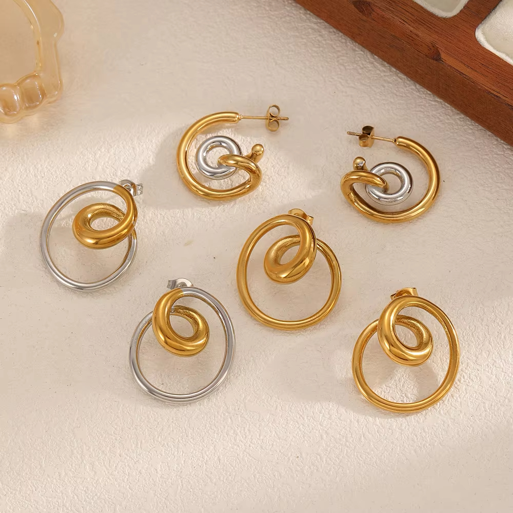 Special Hot Selling Stainless Steel Stud Earrings High End Spiral Stud Earring for Women Waterproof Unique 18k Hiphop Jewelry