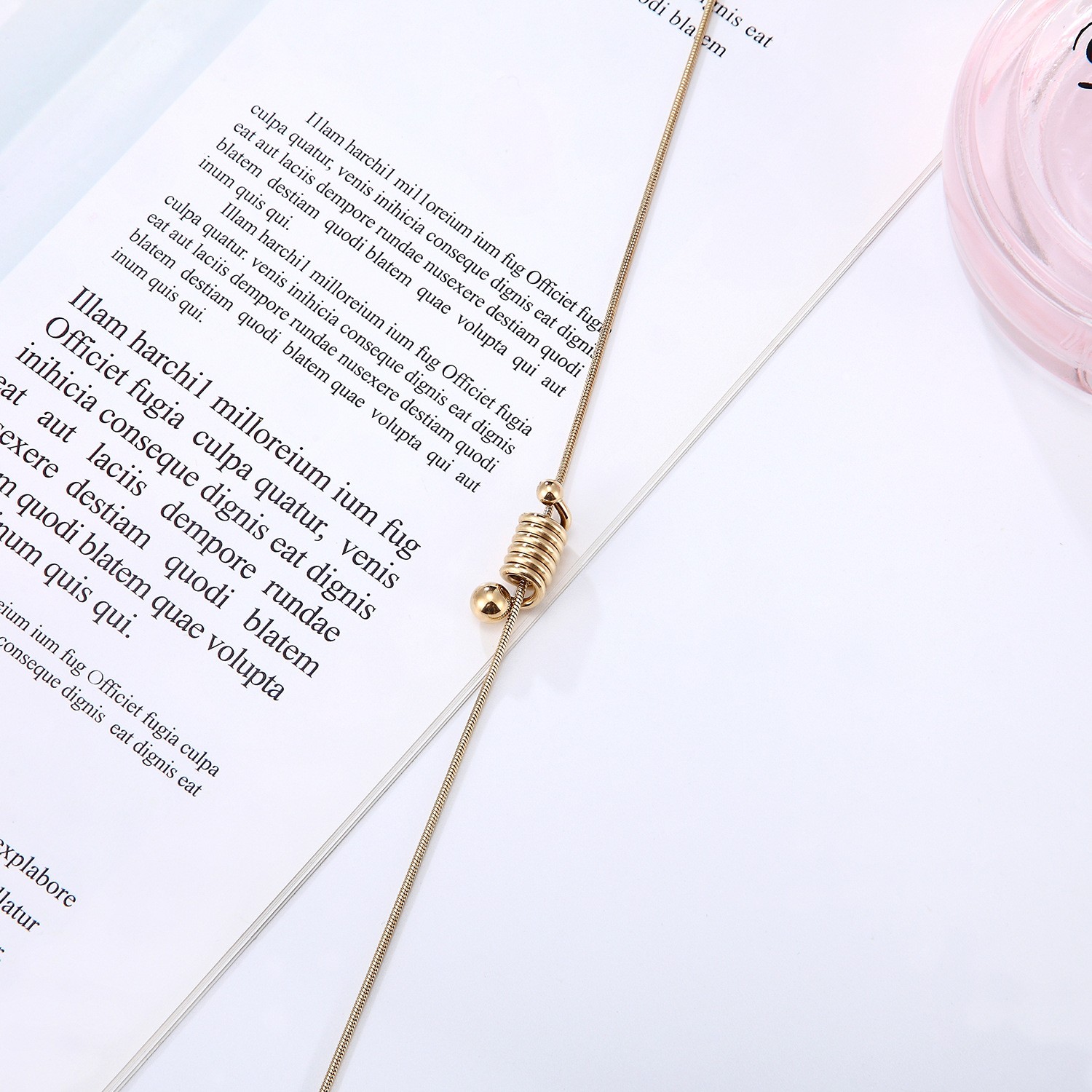 Geometric Coil Titanium Steel Necklace – Modern Gold Minimalist Pendant
