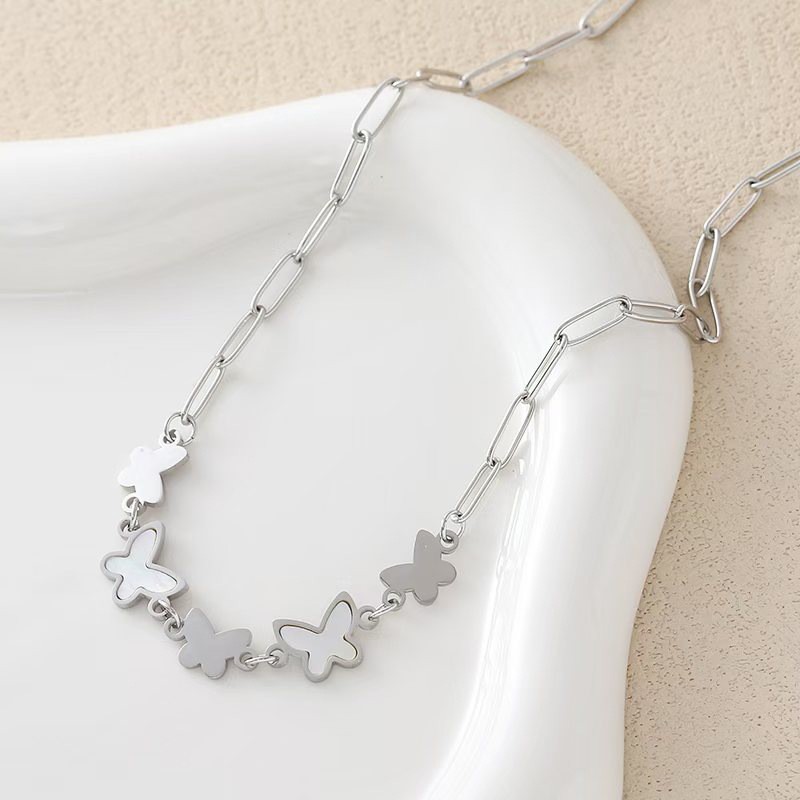 Stainless Steel Butterfly Pendant Necklace for Women