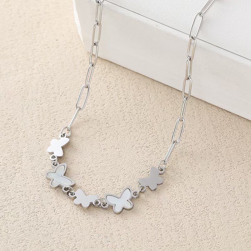 Stainless Steel Butterfly Pendant Necklace for Women