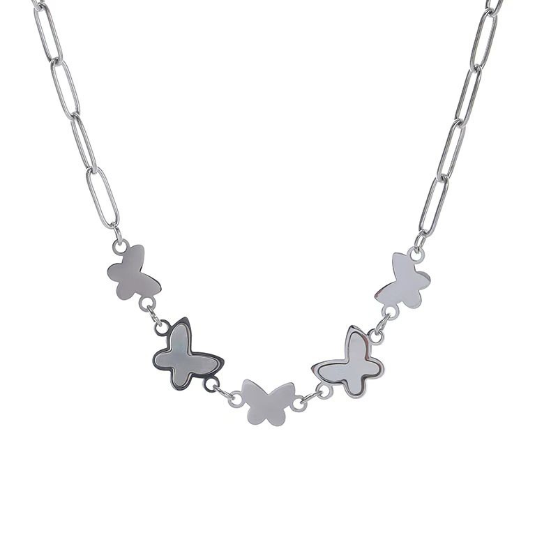 Stainless Steel Butterfly Pendant Necklace for Women