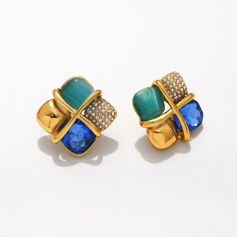 Stainless Steel Earrings for Women18k Gold Zircon Stainless Steel Earrings