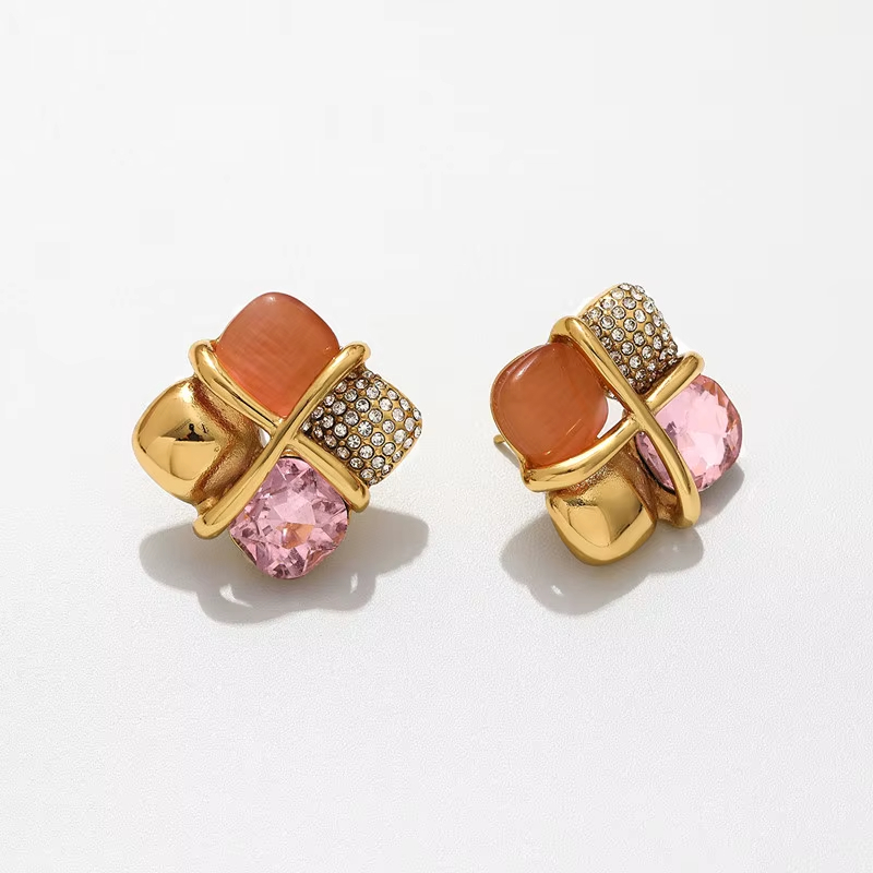 Stainless Steel Earrings for Women18k Gold Zircon Stainless Steel Earrings