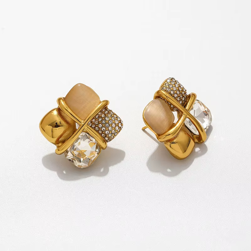 Stainless Steel Earrings for Women18k Gold Zircon Stainless Steel Earrings