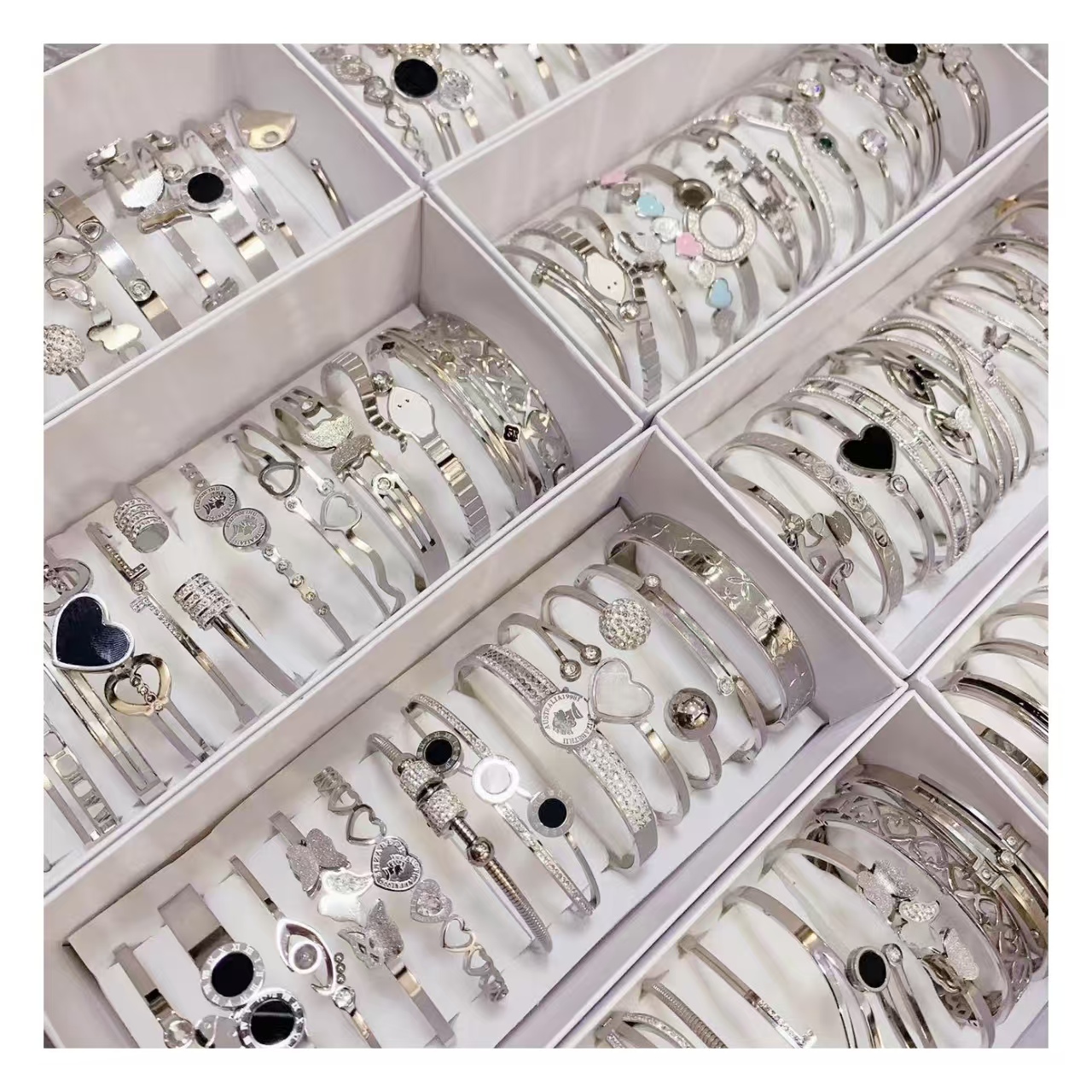 Stainless Steel Jewelry Wholesale, Fashion Titanium Steel Women Zircon Bracelet, Mixed Luxury Heavy Steel Bracelet