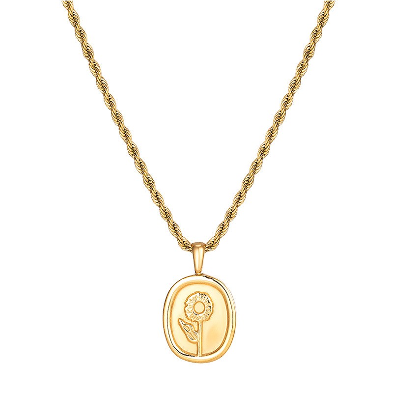 Titanium Steel  Medallion Pendant Necklace – Elegant Minimalist Style