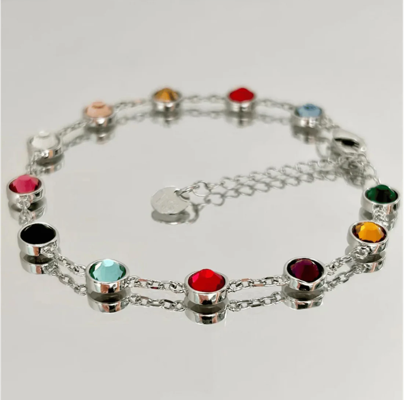 Taylor Swift Jeweled Bracelet – Colorful Crystal Silver Chain Fan-Inspired Jewelry