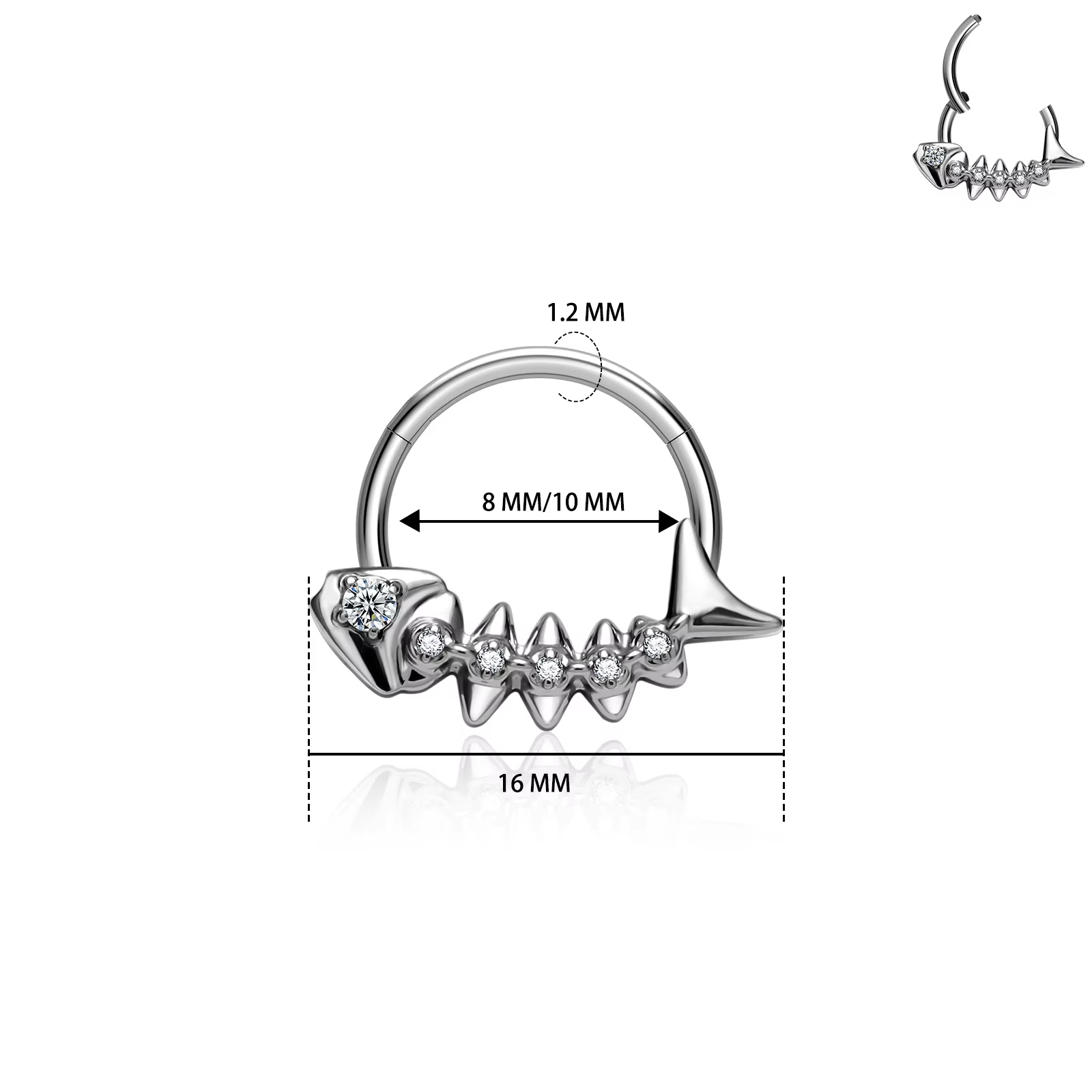 Titanium Piercing Fish Shape Septum Hoop Ring Nose Hinged Clicker Ear Tragus Ear Daith Tragus Helix Women Body Jewelry