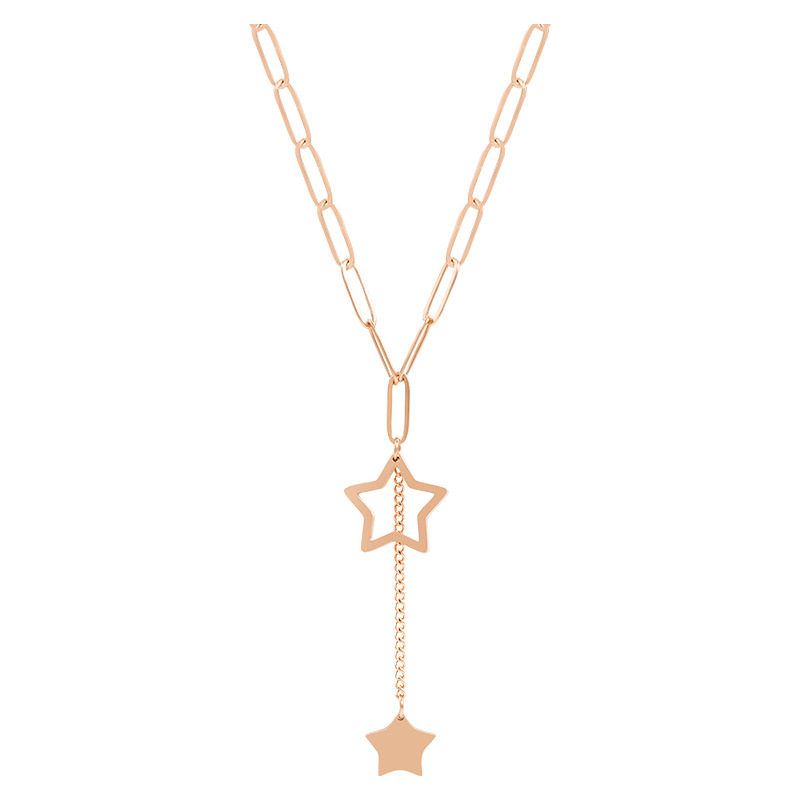 Modern Star Pendant Link Chain Necklace in Titanium Steel