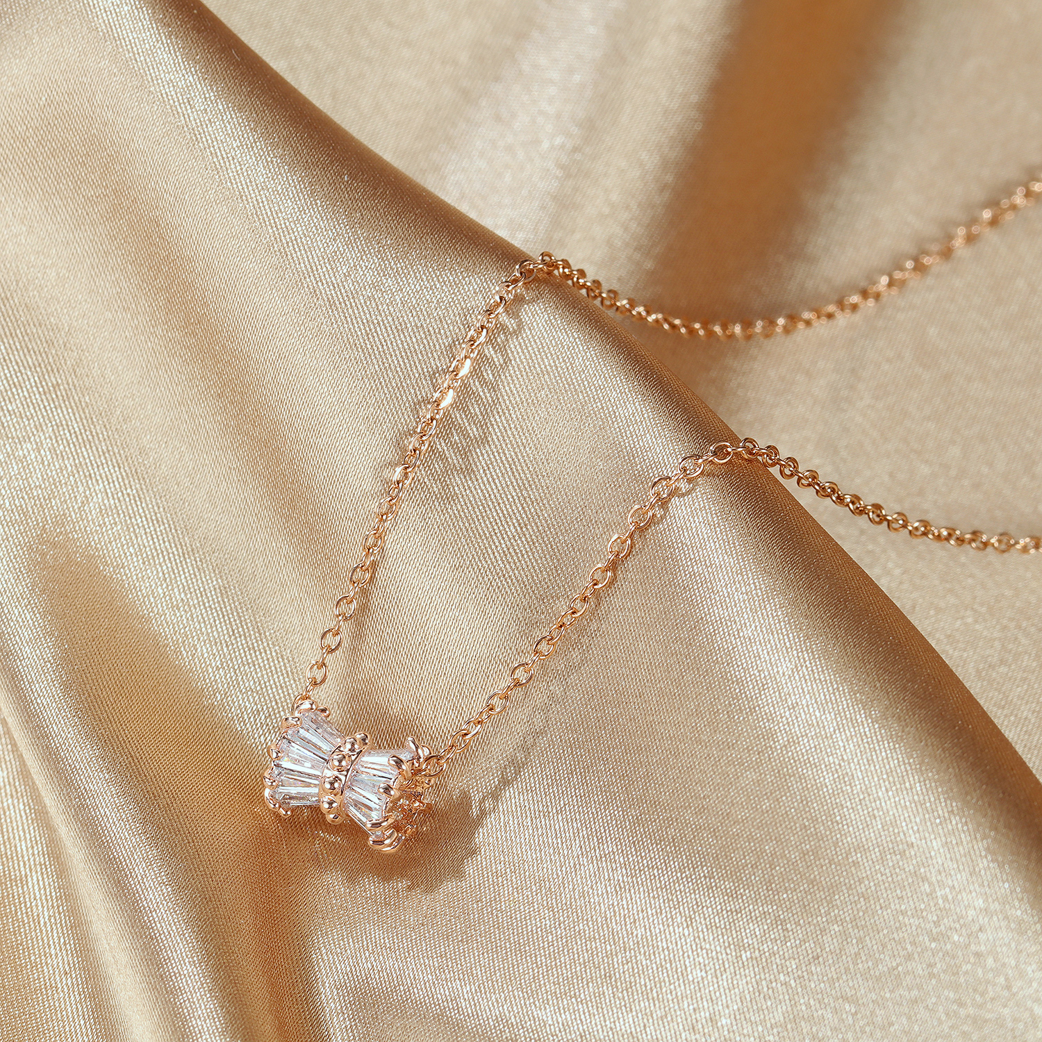 Trendy Delicate Zircon 316L Stainless Steel Women Necklace Gold Jewelry