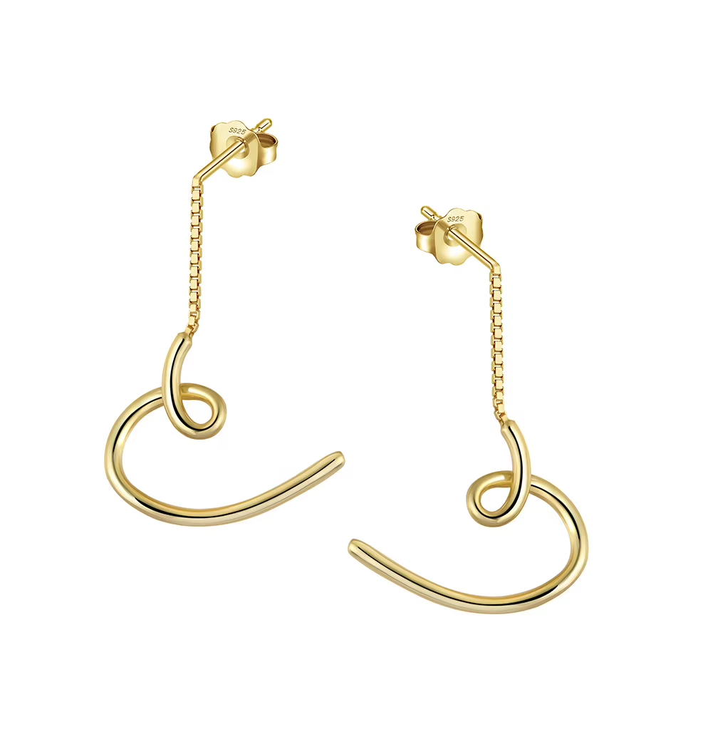 Twisted Geometry Line Design 925 Sterling Silver Drop Earrings Sparkle French Women Jewelry Earrings