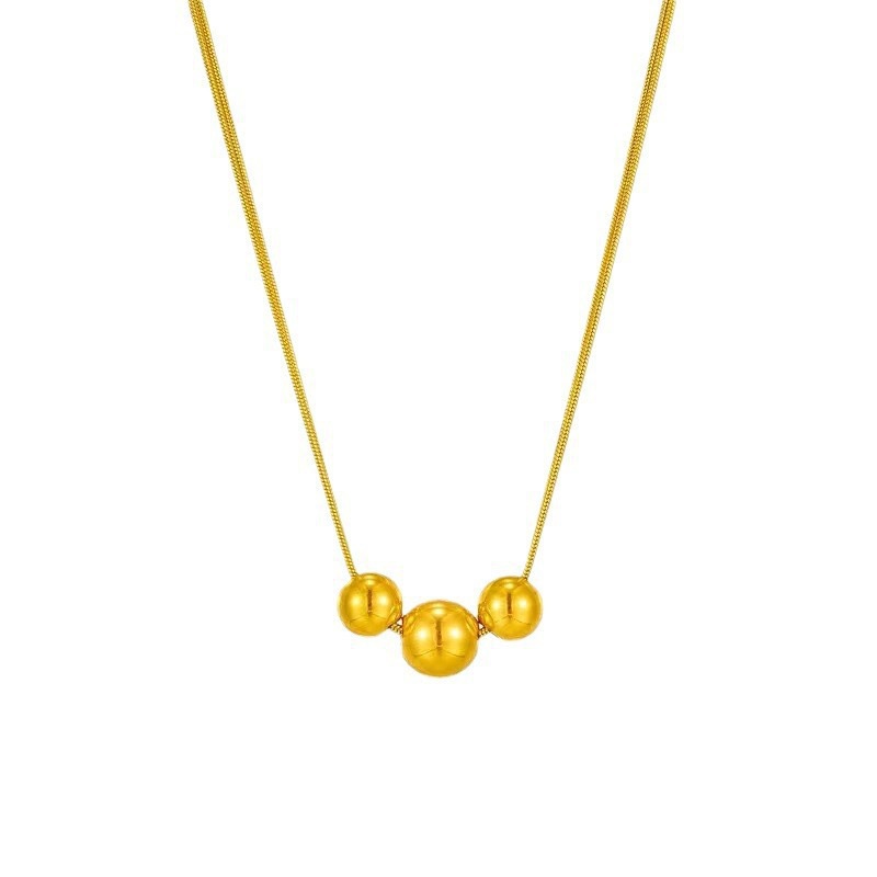 Valentine's Day Party Jewelry Gift 18k Gold Plated Titanium Steel Ball Charm Necklace for Women