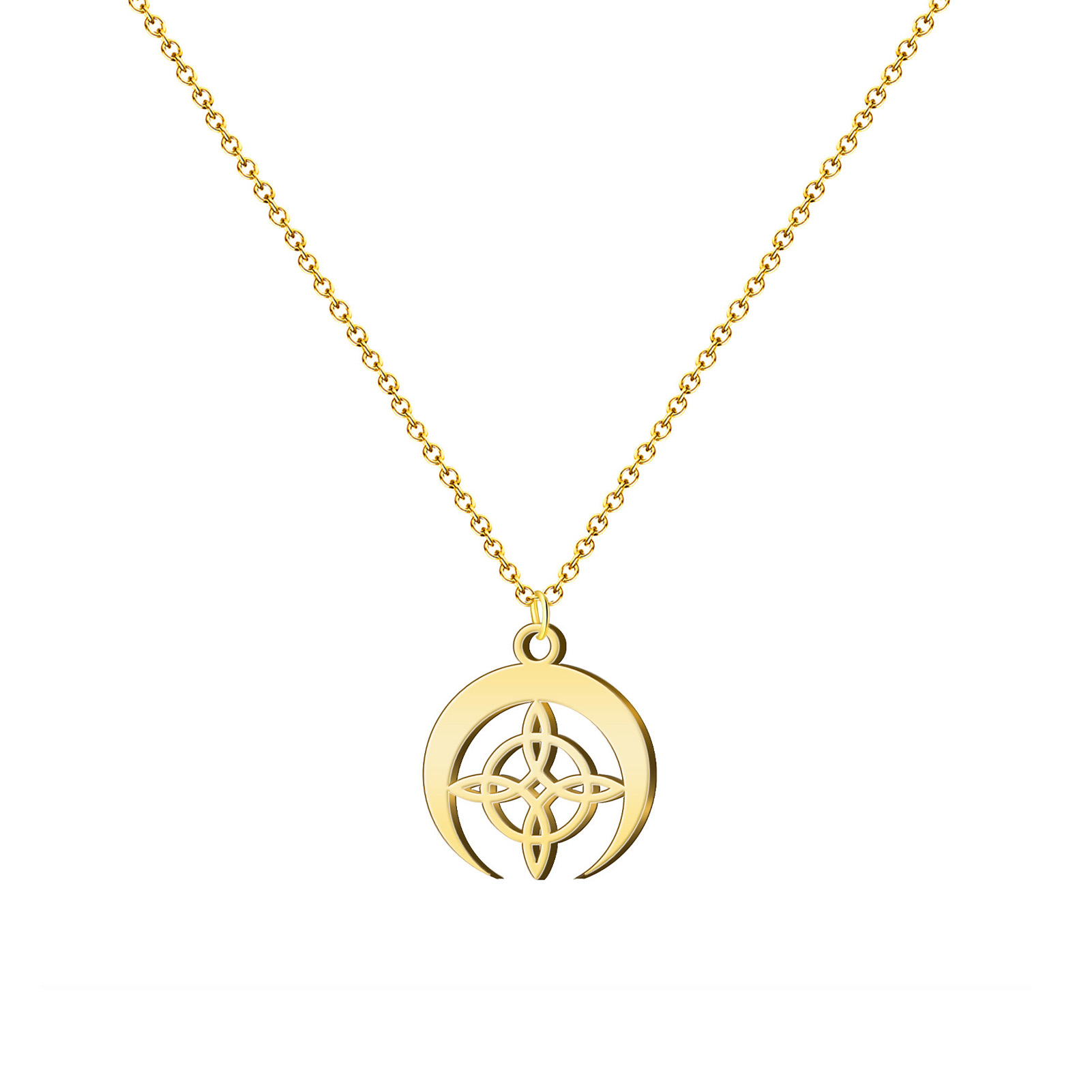 Vintage  Knot Pendant Gold Plated Link Chain Trendy Religious Steel Necklace for Party Gift Cross Design Diamond Pearl Main