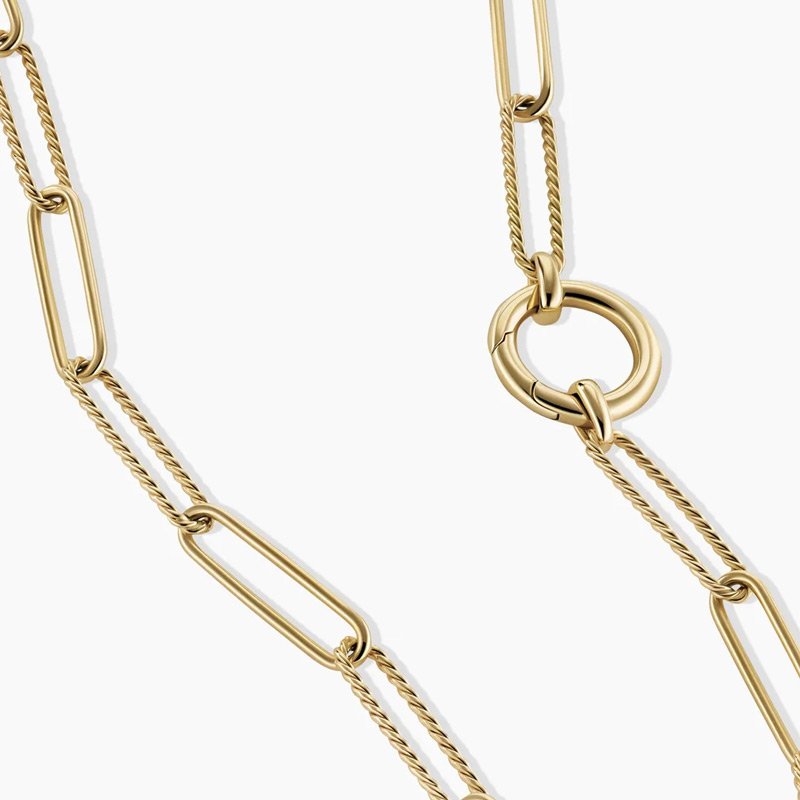 Waterproof Jewelry 18k Gold Plated Jewelry High Quality Stainless Steel Rolo Circle Push Clasp Box Chain Necklace