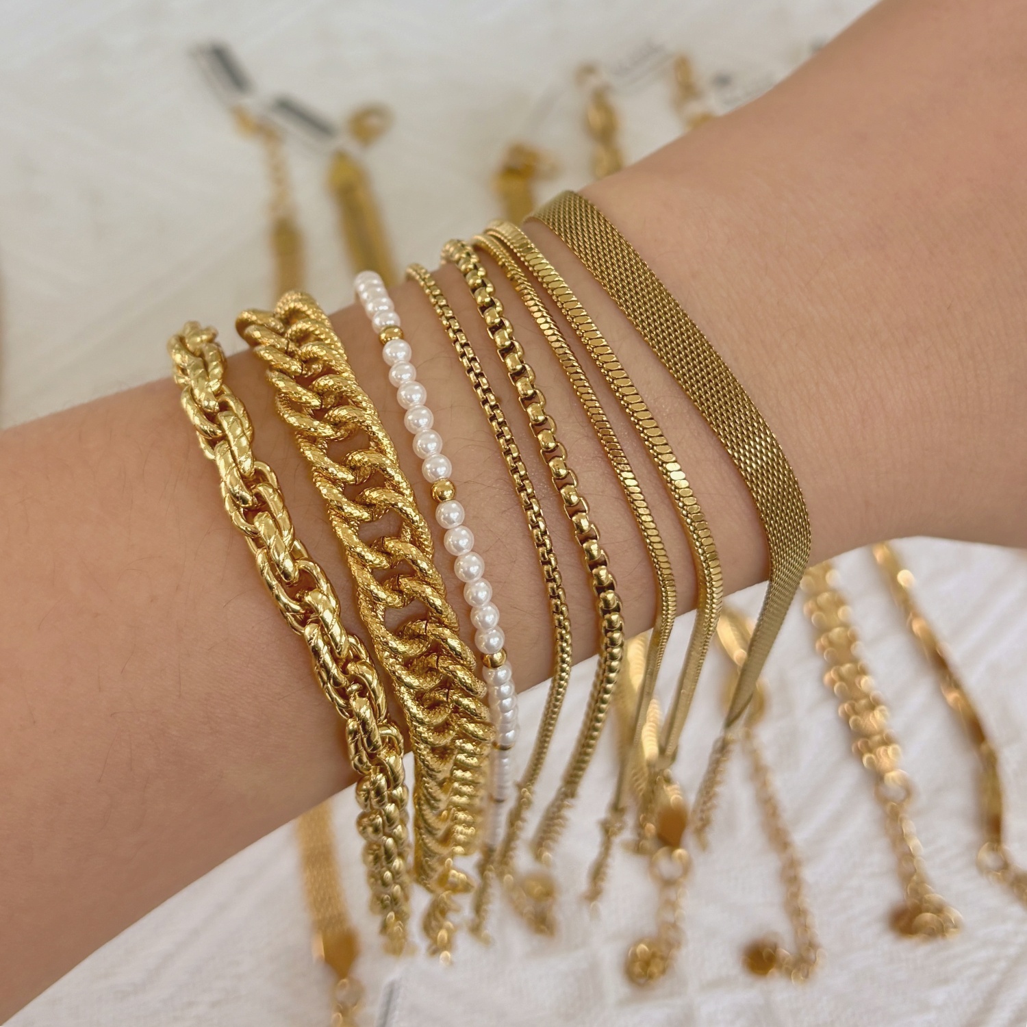 Waterproof Tarnish Free Jewelry Wholesale Custom Cuban Chain Snake Chain Bracelet Stainless Steel 18K Gold Plated Chain Bracelet