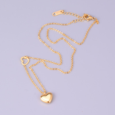 Wholesale 18k Gold Plated Heart Pendant Necklace Inoxidable Stainless Steel Jewelry