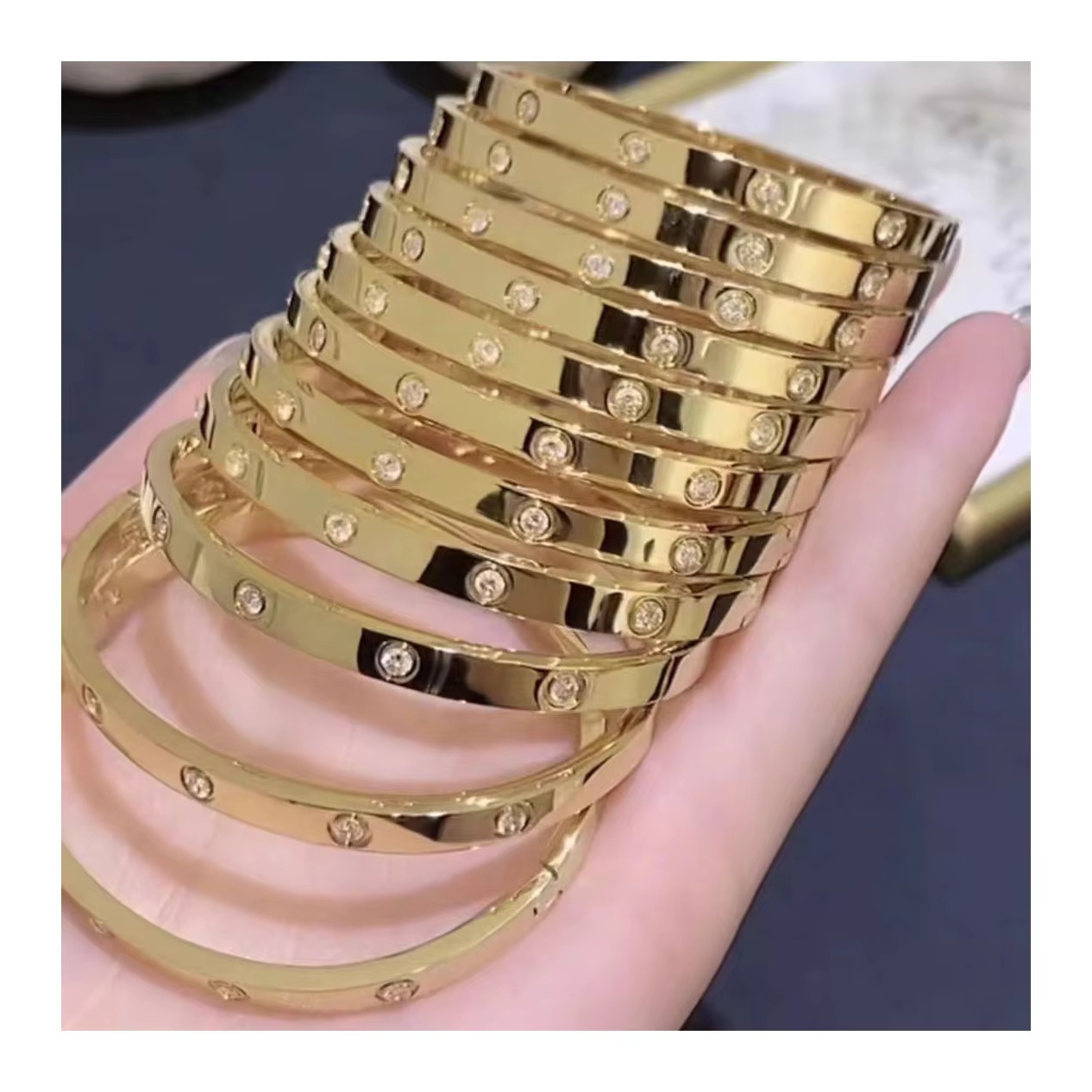 Wholesale 18k Gold Plated Stainless Steel Jewelry Luxury Pulseiras Crystal Rhinestone Pulseras Mujer Bracelet Bangles for Women