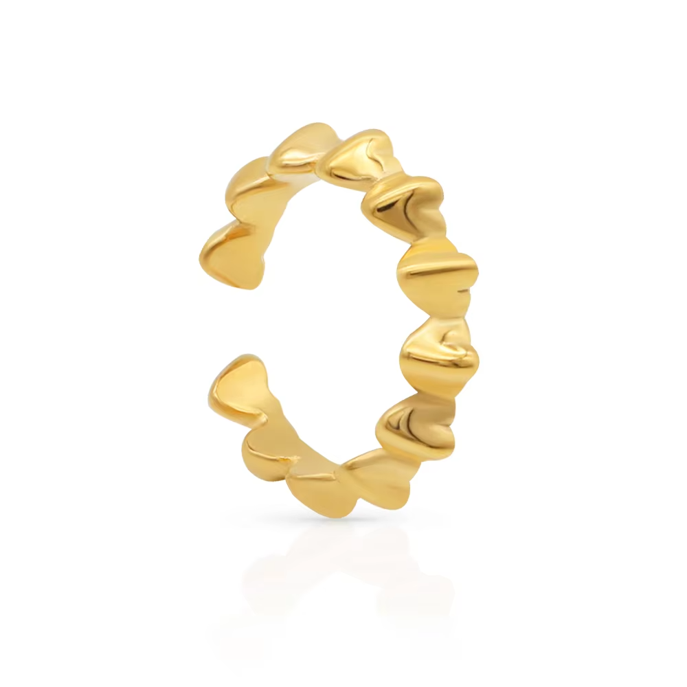 Wholesale 316L Stainless Steel Wavy Heart Knuckle Ring - Custom Fashion Flame Design Jewelry