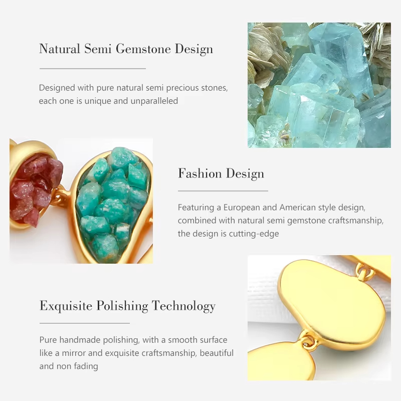 Wholesale Fashion Long Tassel Dangle Irregular Stones Earrings Boho Colorful Asymmetric Drop Earrings Unique Jewelry for Women