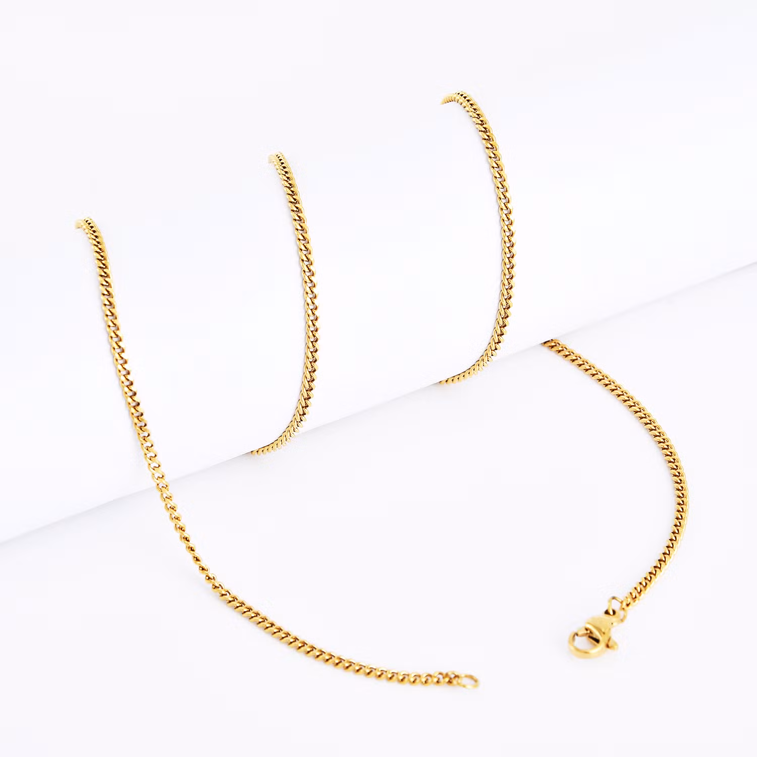 Wholesale Gold Plated 316 Stainless Steel Curb Chain Necklace