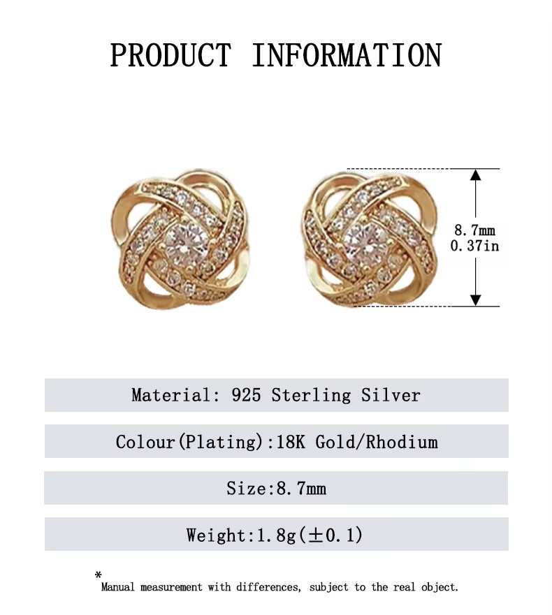 Wholesale Luxury Zircon Four Leaf Clover Minimalist Korean 925 Sterling Silver Stud Earring Fine Jewelry Earrings for Girls