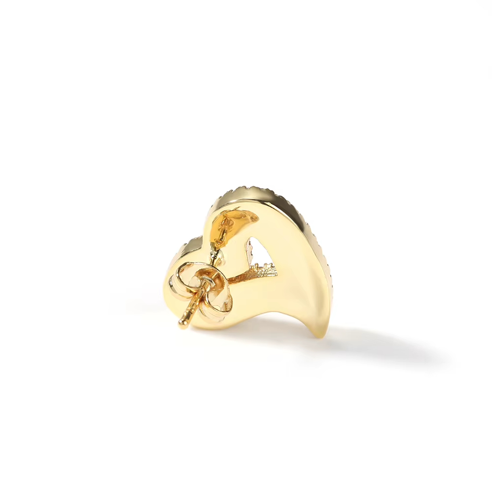 Wholesale Mini Hollow Heart Heart Shape Earrings Bling Gift Women Hip Hop Earring Stud Icy RTS Jewelry