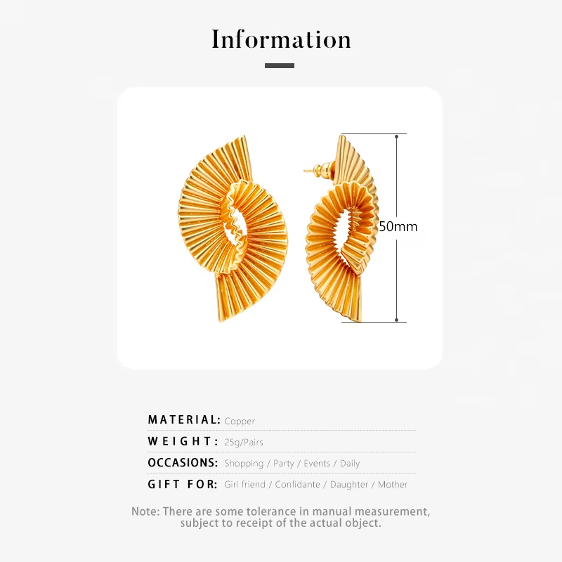 Wholesale Thick Stripes Twisted Flower Earrings Women Trendy Shiny Gold Brass Abstract Geometric Stud Personalized Jewelry