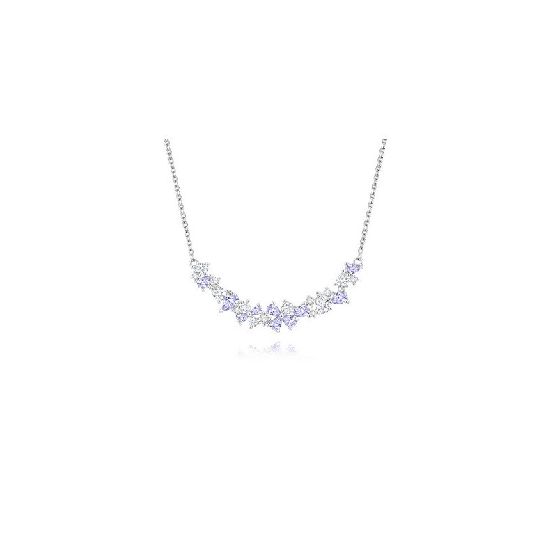 Wisteria Zircon Smile Necklace for Women – Elegant Silver Plated Clavicle Chain Jewelry