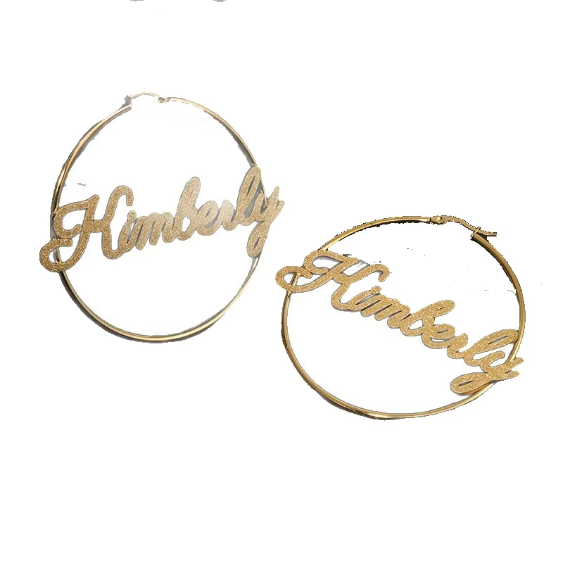 Women's 18K Gold Plated Stainless Steel Punk Earrings Exaggerated Geometric Hoop Jewelry for Parties