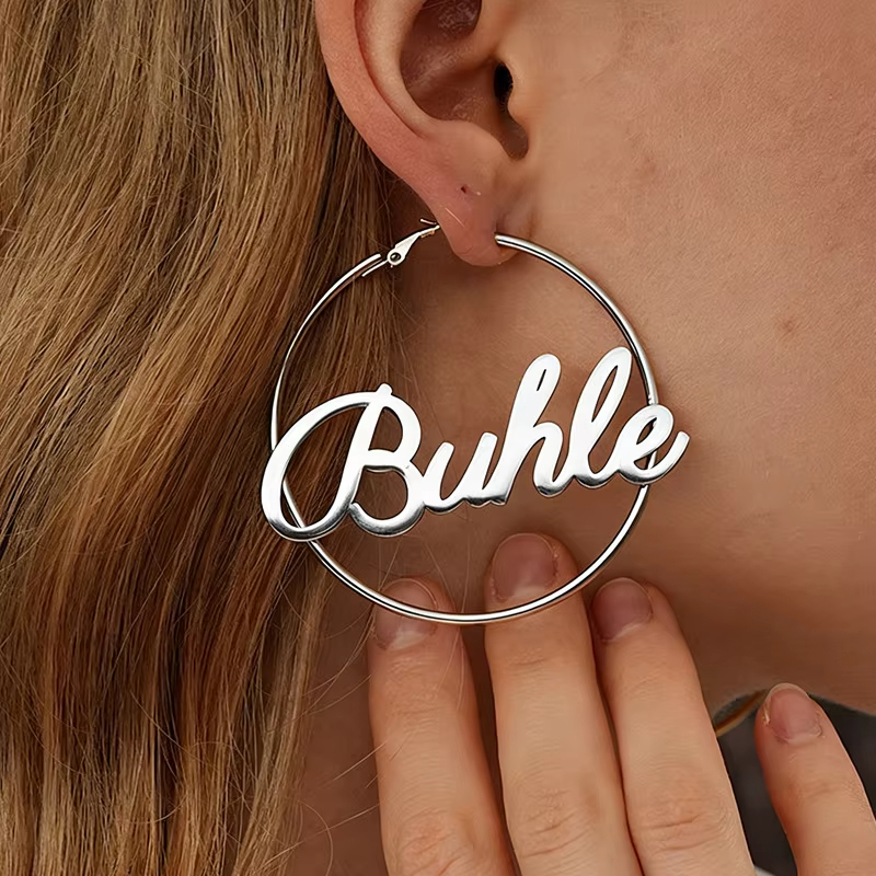 Women's 18K Gold Plated Stainless Steel Punk Earrings Exaggerated Geometric Hoop Jewelry for Parties