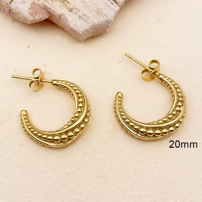 Women's Fashion Earrings Jewelry 18K Gold Plated Stainless Steel Golden Wheat Ears Stud Earrings